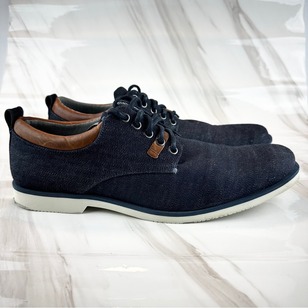 Bull Boxer Denim Blue Brown Leather Men's Size 11 Oxford Lace Up Dress Shoe